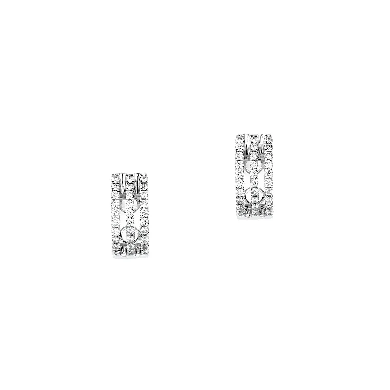 Tiered dangle earrings-Triple Diamond Huggie Earrings