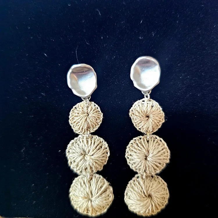 Wrapped gem earrings-BILUM AND BILAS SOWANA TRI DROP EARRINGS SILVER