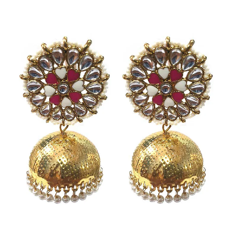 Vintage style earrings-FESTIVE COLLECTION' HANDMADE KUNDAN EARRINGS SOLD BY PER PAIR PACK' BIG SIZE 65 MM