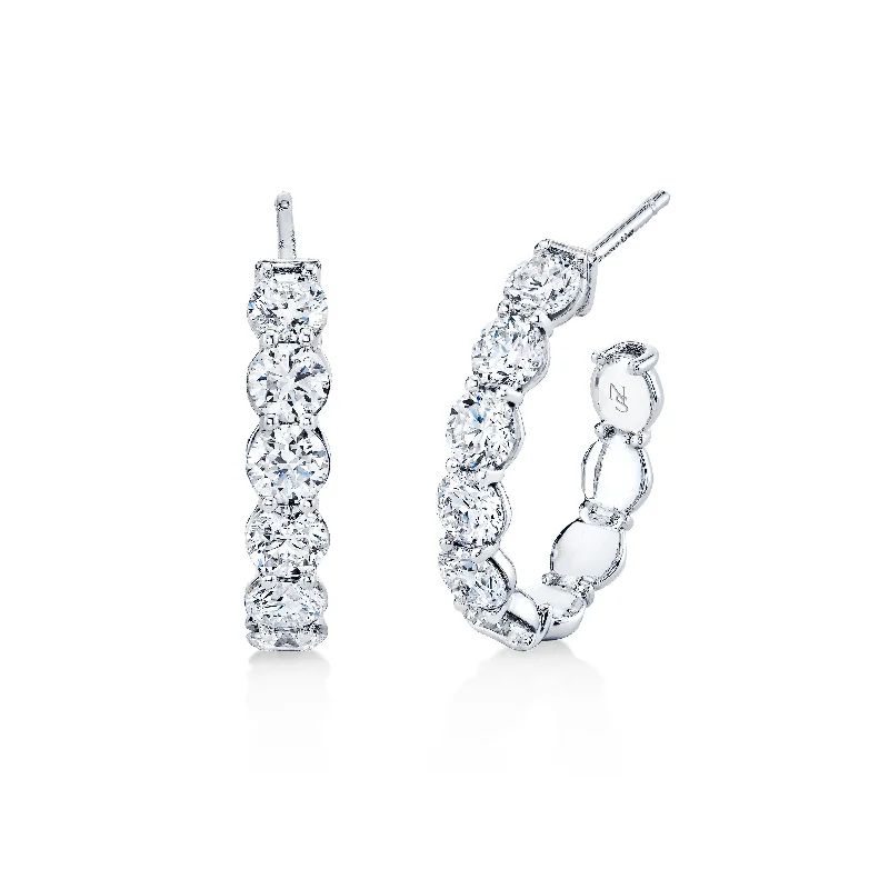 Mixed metal earrings-Diamond Open Ended Hoop Earrings