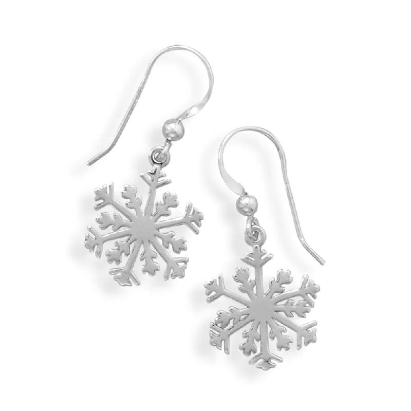 Sculpted hoop earrings-Lacy Snowflake Sterling Silver Earrings