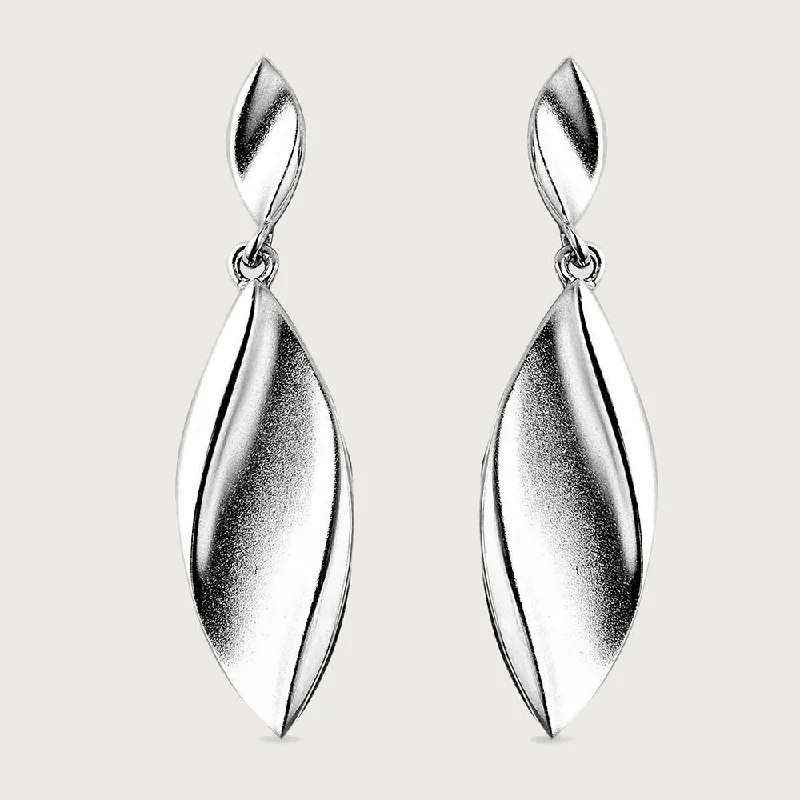 Crescent drop earrings-Sandblast Leaf Earrings