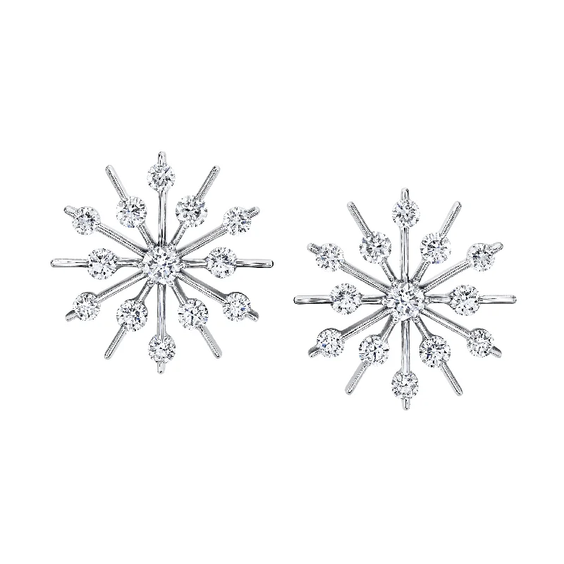 Geometric hoop earrings-Snowflakes Diamond Earrings