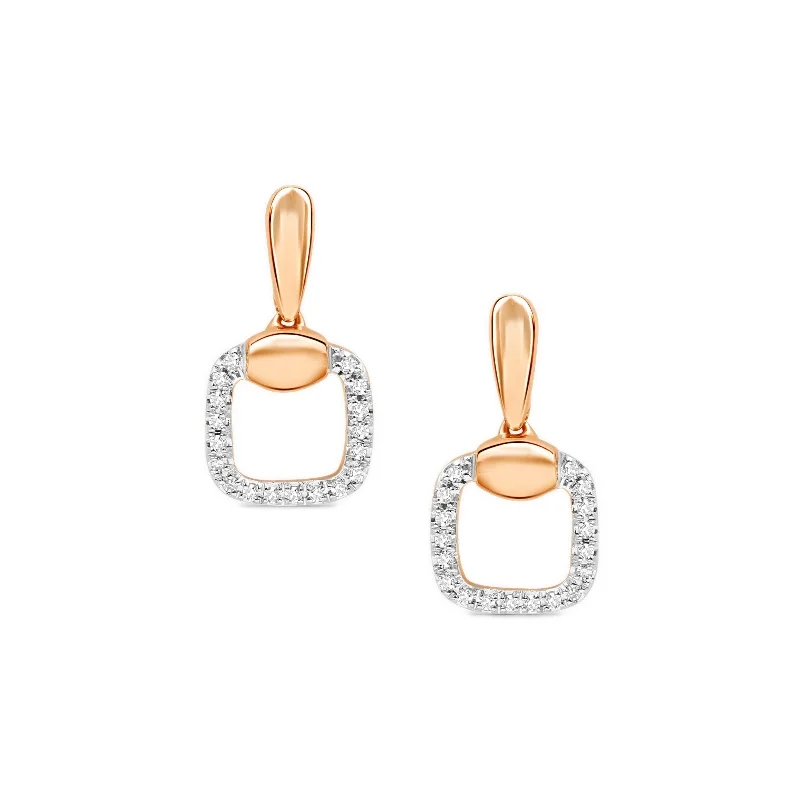 Enamel coated earrings-Delicate Diamond Outline Drop Studs