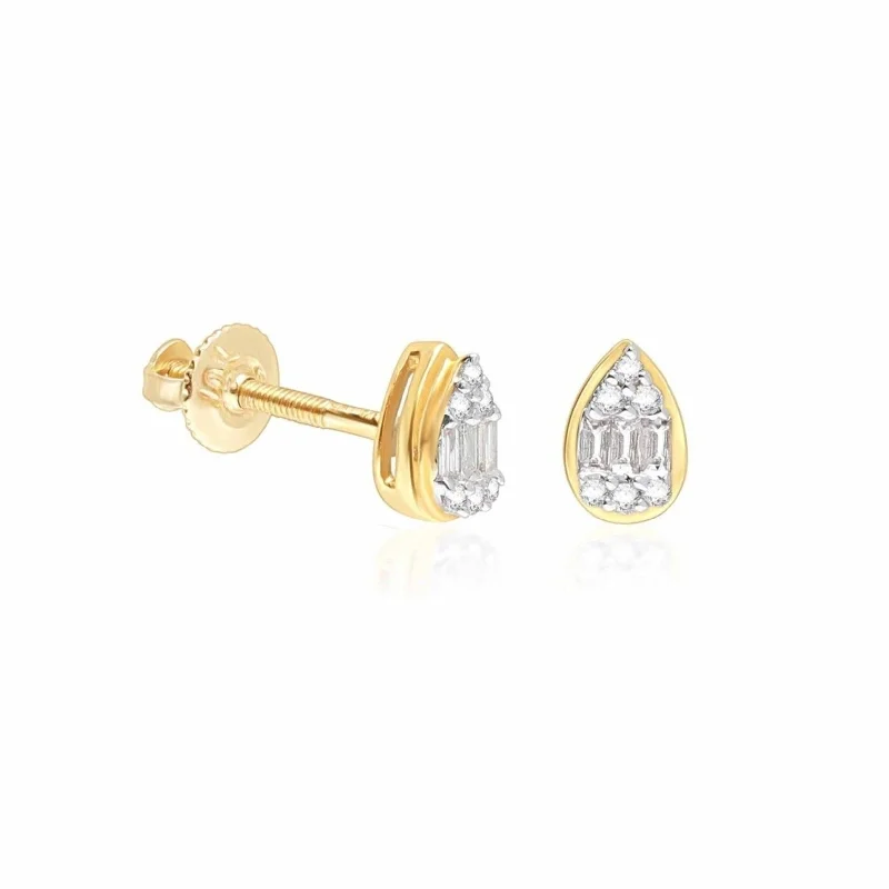 Sapphire stud earrings-Diamond Pavé Pear Screw Back Earrings