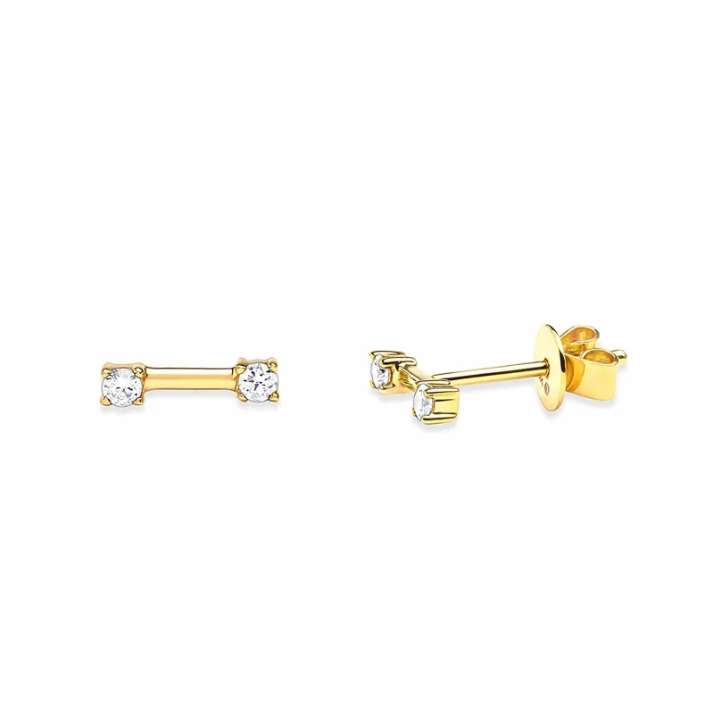 Oval stud earrings-Double Stacked Diamond Stud Earrings