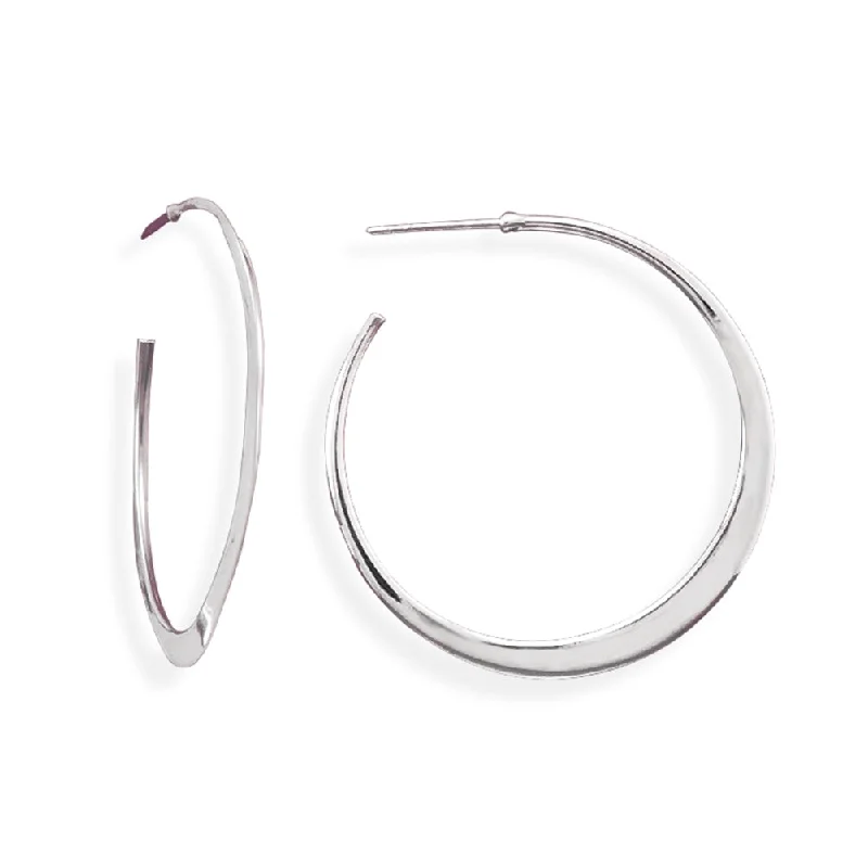 Floral stud earrings-Hoop Earrings Polished Flat Tapered Sterling Silver