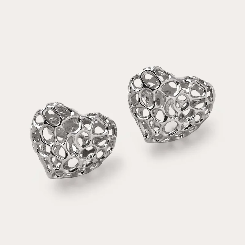 Vintage stud earrings-Amore Heart Stud Earrings