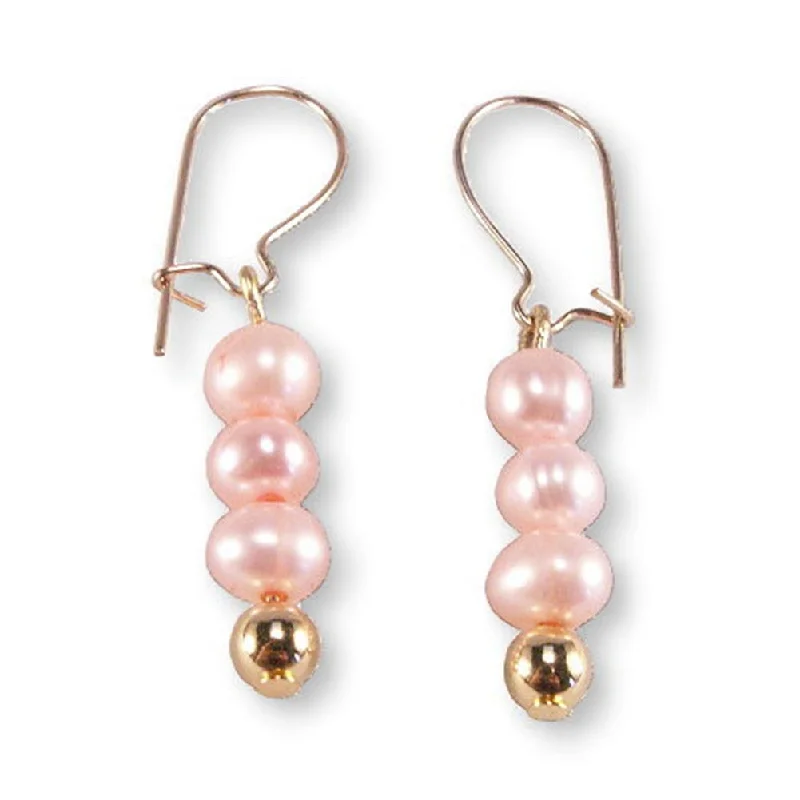 Infinity charm earrings-Dyed Pink Cultured Freshwater Pearl Earrings 14K Gold-filled Earwire