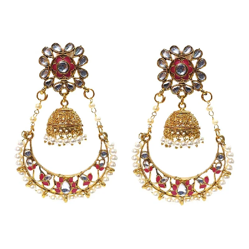 Lace detail earrings-FESTIVE COLLECTION' HANDMADE KUNDAN EARRINGS SOLD BY PER PAIR PACK' BIG SIZE 75-80 MM