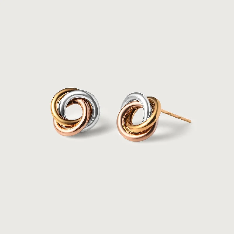 Sleek stud earrings-Lucky Rings Triple 9K Gold Knot Earrings + Double Knot Earrings in 9K Gold