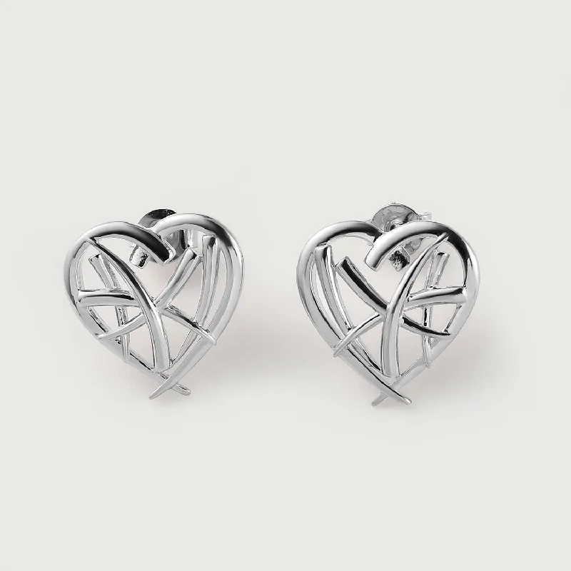 Organic shape earrings-Molto Heart Strand Stud Earrings