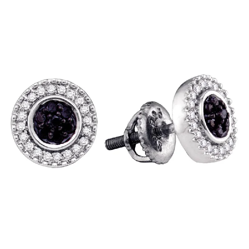 Hexagonal drop earrings-Diamond Circle Halo Stud Earrings 1/4 ctw with Screw Back