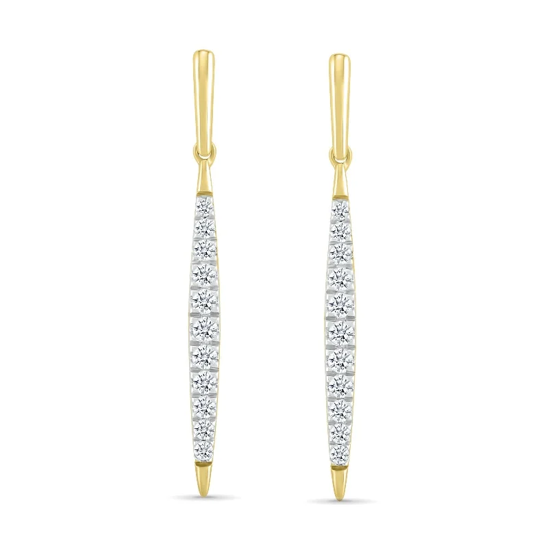 Feather motif earrings-Diamond Dangle Stud Earrings