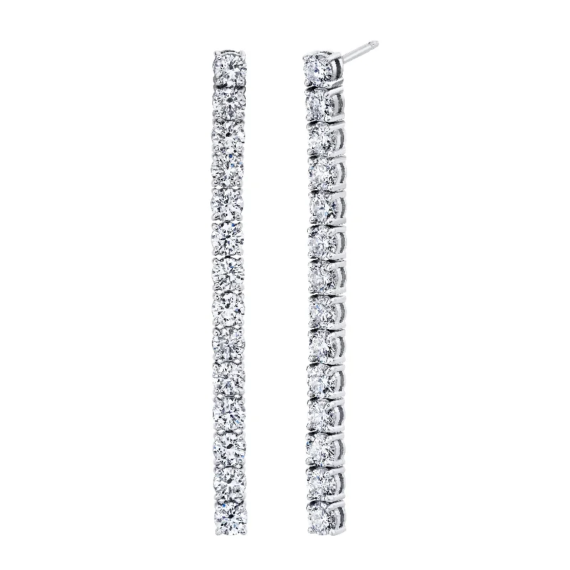 Glass bead earrings-Diamond Linear Dangle Earrings