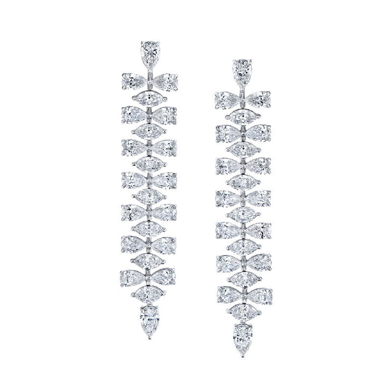 Celestial drop earrings-Marquise and Pear Shape Diamonds Dangle Earrings