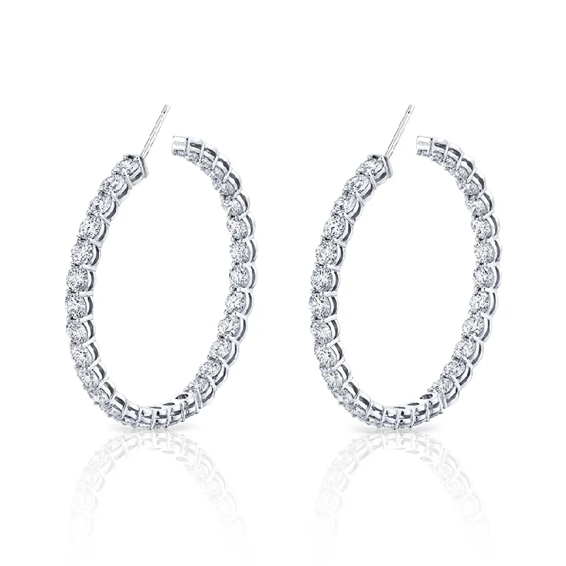 Fringe bead earrings-Norman Silverman Signature Diamond Hoop in White Gold