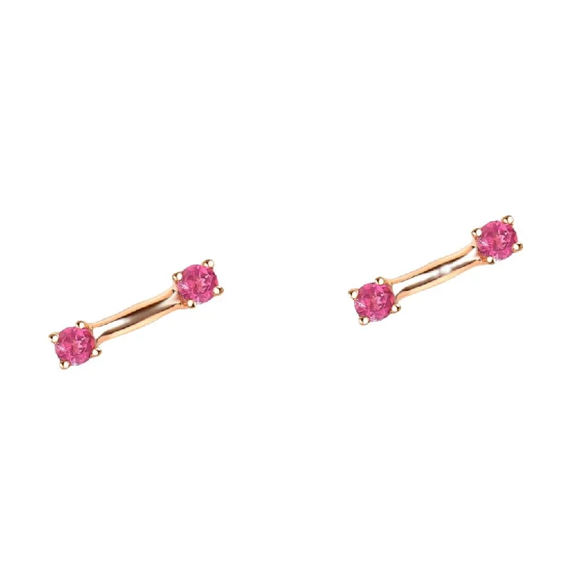 Sunflower drop earrings-Pink Tourmaline Fashion Stud Earrings