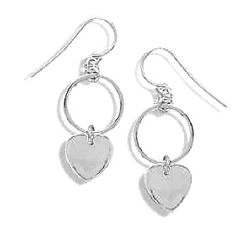 Wrapped gem earrings-Circle Ring and Heart Earrings Sterling Silver