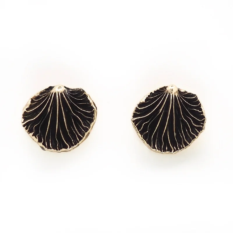 Pearl drop earrings-Oyster mushroom studs