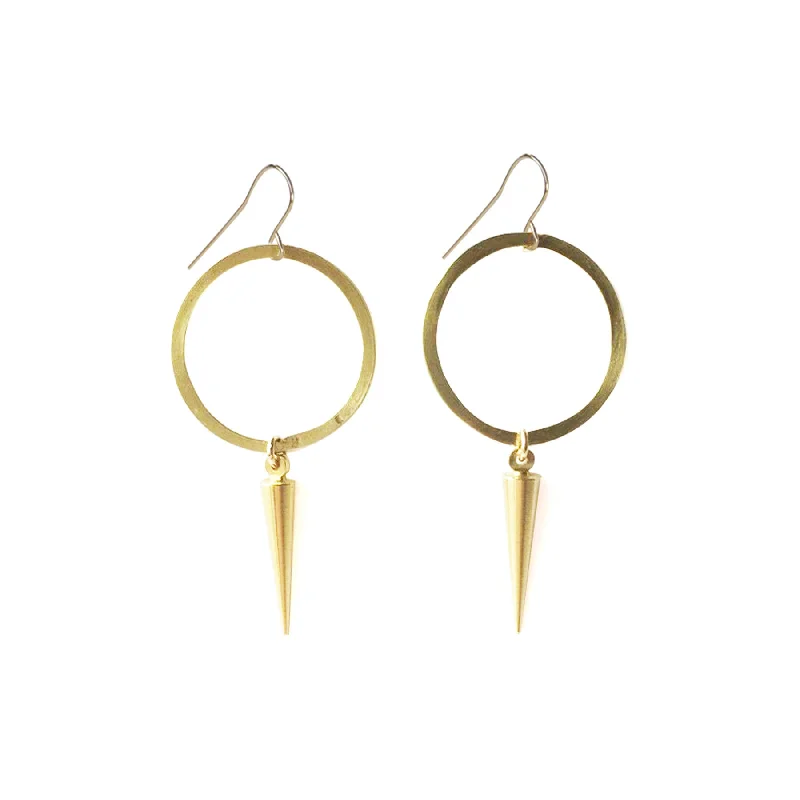 Statement dangle earrings-Circle Drop Spike Earrings