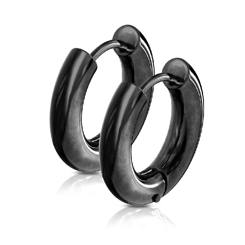 Nautical drop earrings-Black Hinge-Action Hoop Earrings (1 pair) - E505B