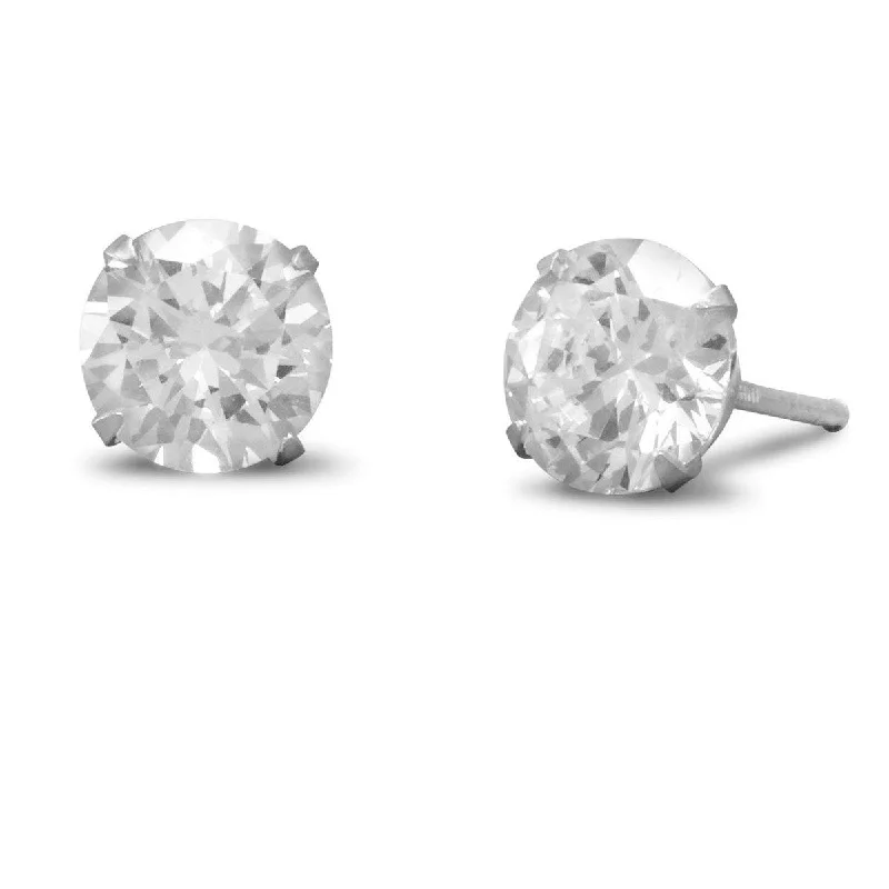 Clay crafted earrings-7mm Cubic Zirconia Sterling Silver Stud Earrings