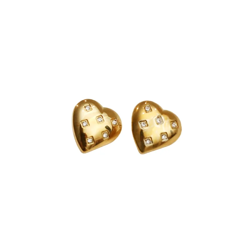 Tribal stud earrings-Vintage Heart Stud Earrings