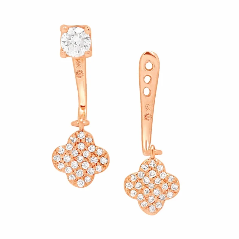 Abstract stud earrings-Pavé Diamond Clover Ear Jackets & Studs