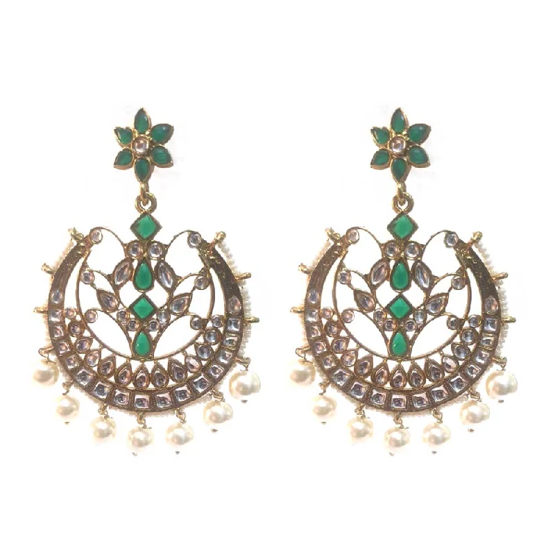 Velvet accent earrings-FESTIVE COLLECTION' HANDMADE KUNDAN EARRINGS SOLD BY PER PAIR PACK' BIG SIZE 70-75 MM