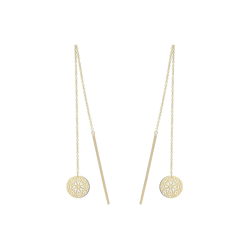 Eye charm earrings-Disc Threader Earrings