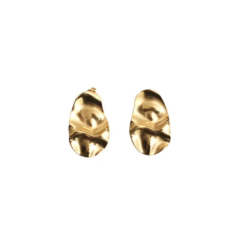 Enamel coated earrings-Gold Foil Stud Drop Earrings