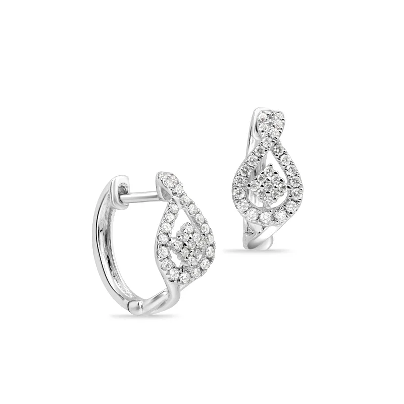 Gothic stud earrings-Halo Diamond Pavé Huggie Earrings