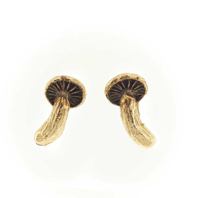 Cluster gem earrings-Mushroom earrings in gold