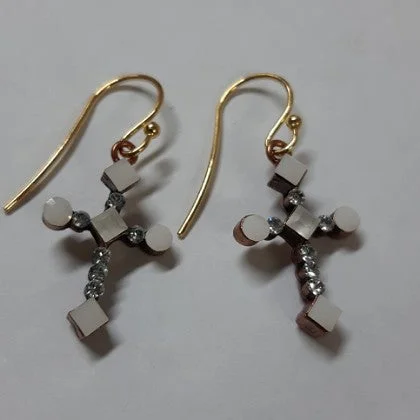 Tiny pearl earrings-MOKO CROSS EARRINGS