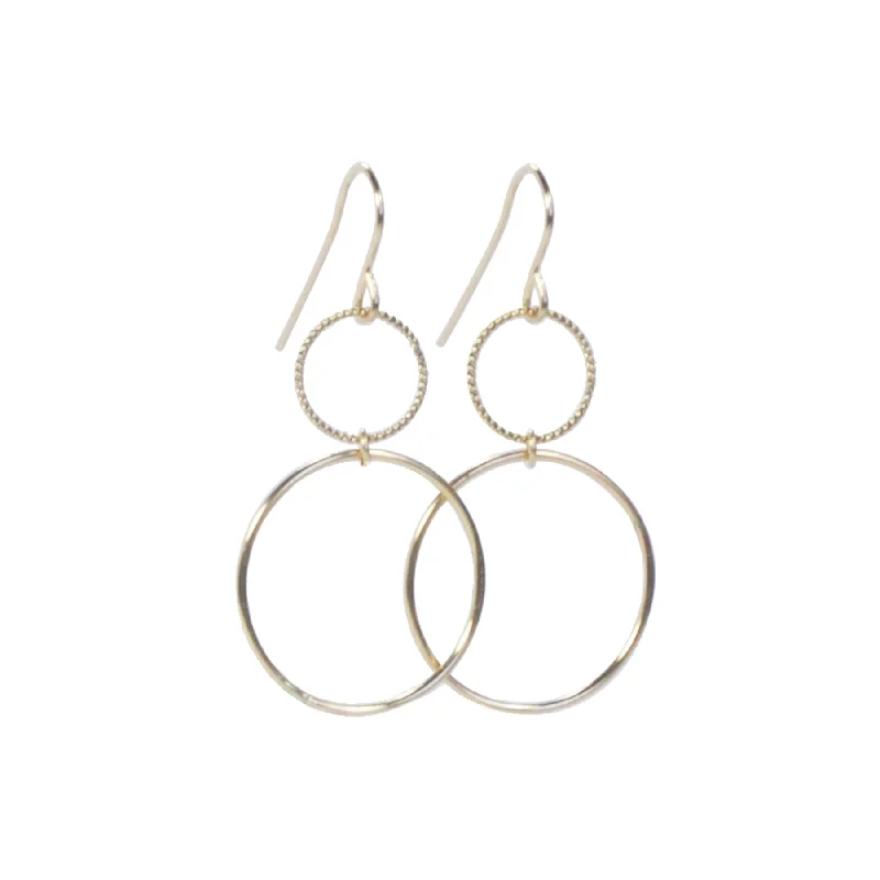 Wooden hoop earrings-Two Circle Hook Earrings