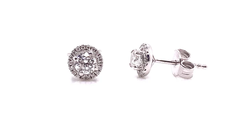 Abstract stud earrings-18ct White Gold 0.60ct Earth Grown Diamond Halo Stud Earrings