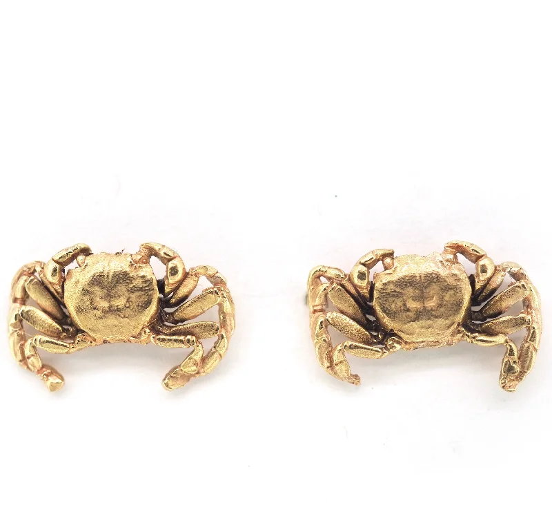 Tribal stud earrings-Crab earrings in gold