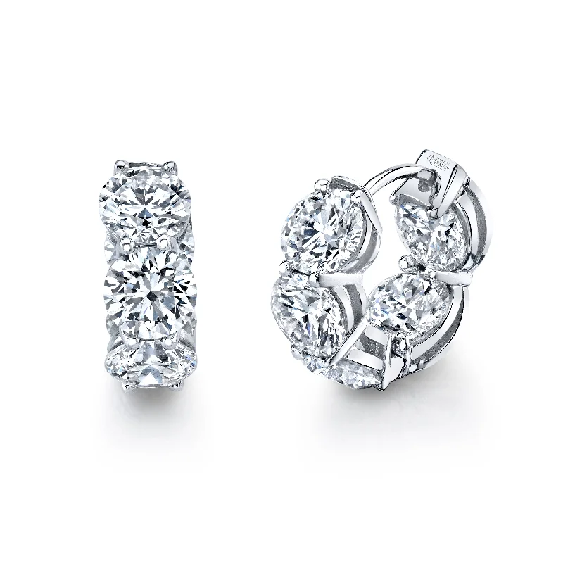 Gold stud earrings-Norman Silverman Signature Round Diamond Huggies in White Gold