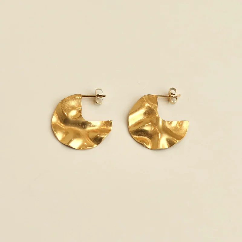 Hexagon hoop earrings-Gold Foil Large Circle Earrings