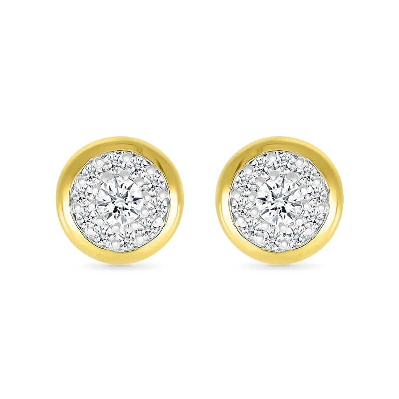 Sleek stud earrings-Round Diamond Illusion Studs