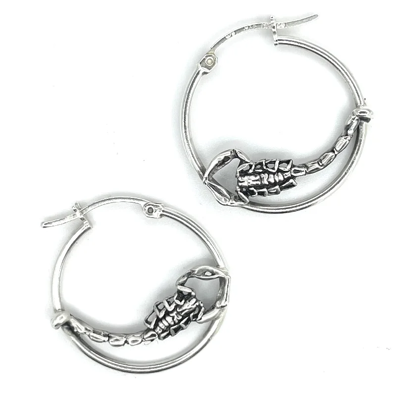 Knot accent earrings-scorpion mini hoop earrings