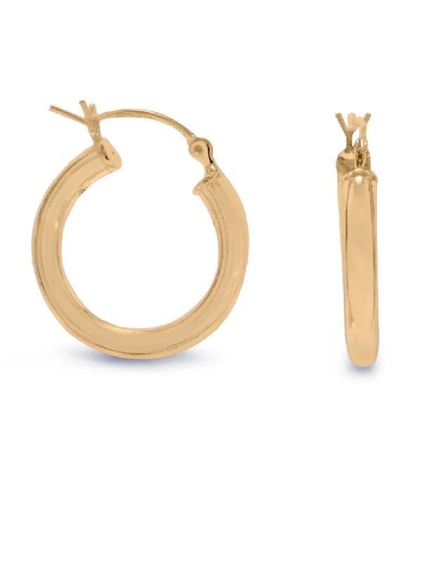 Dot accent earrings-Hoop Earrings 3mm x 22mm 14k Yellow Gold-plated Sterling Silver