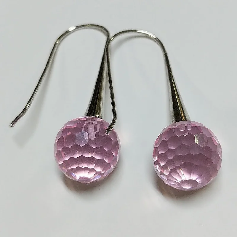 Statement dangle earrings-MOKO EARRINGS PINK CUBIC ZIRCONIA