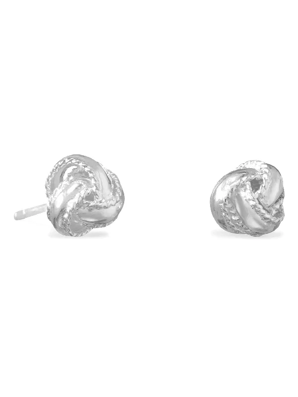 Clay crafted earrings-Love Knot Sterling Silver Stud Earrings