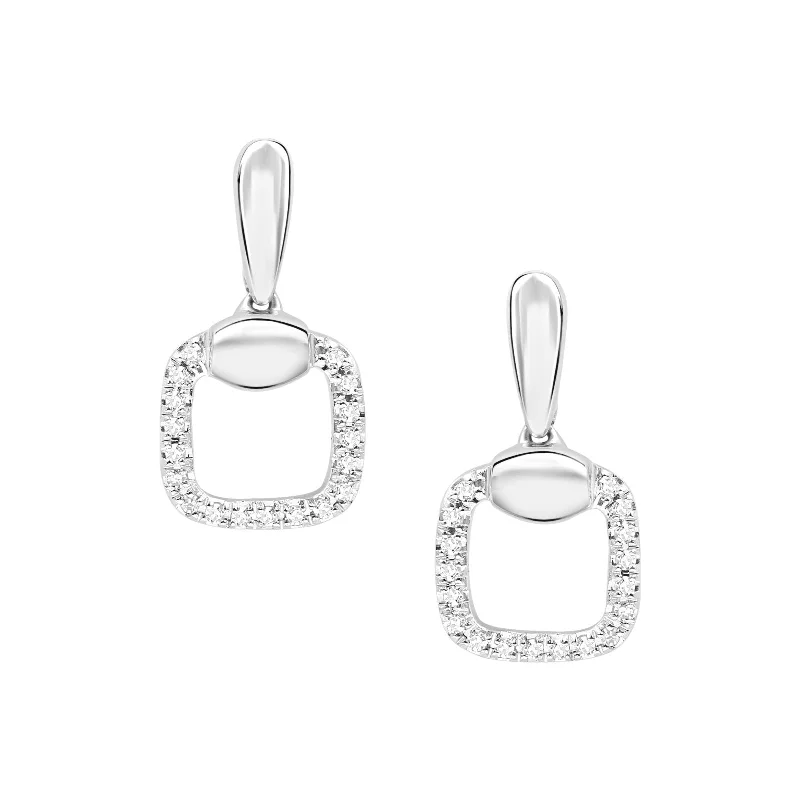 Glass bead earrings-Delicate Diamond Outline Drop Studs