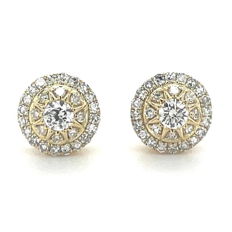 Hexagon hoop earrings-14ct Yellow Gold 0.24ct Laboratory Grown Cluster Diamond Earrings