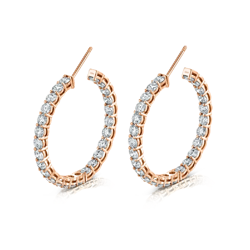 Filigree stud earrings-Norman Silverman Signature Diamond Hoop in Rose Gold