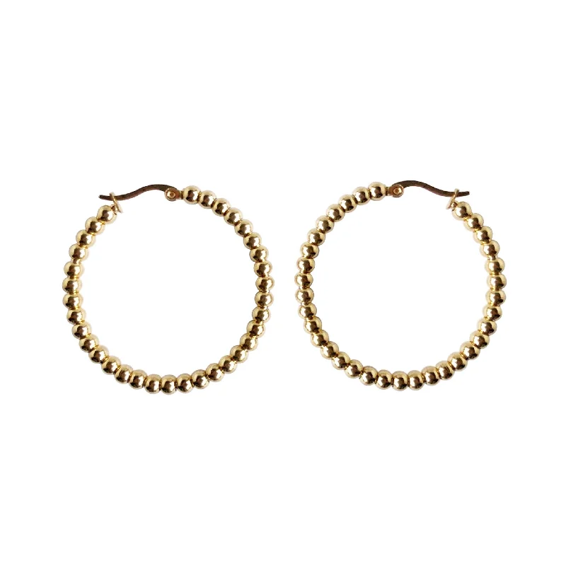 Aged gold earrings-Large Bubble Hoops