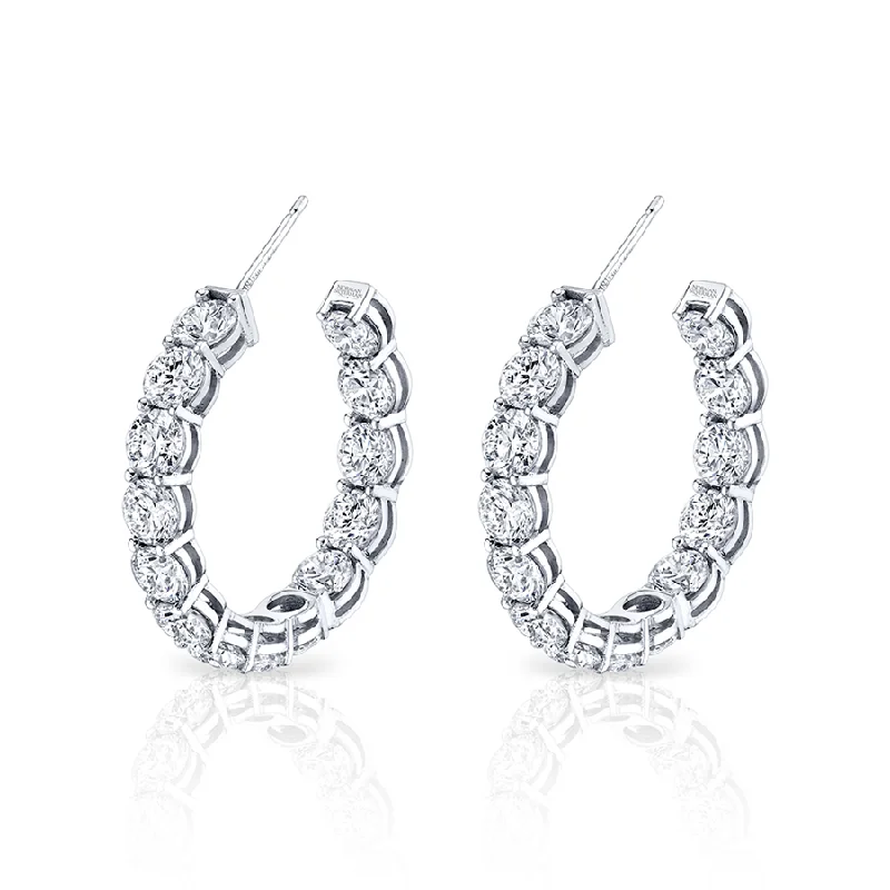 Bold cuff earrings-Norman Silverman Signature Everyday Diamond Hoops in White Gold